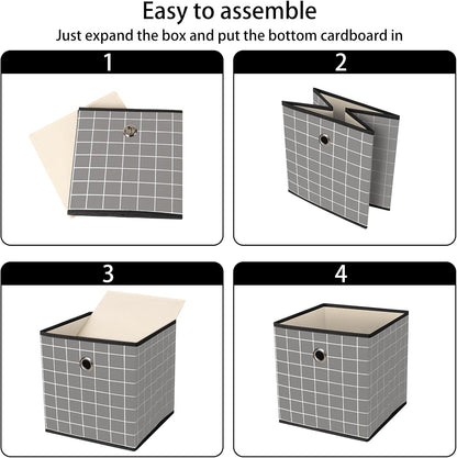 Black Foldable Storage Cubes Bins ,11 Inch Cloth Storage Cube Fabric Storage Box Cubes Organizer Baskets with Handles for Home Organizer Set of 3 (Black)