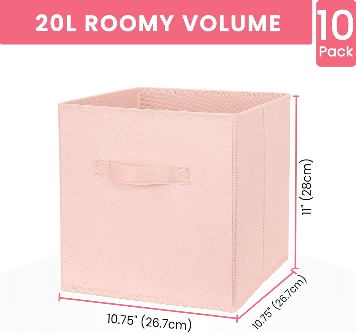 Criusia Large Storage Cubes, 13x13 Cube Storage Bins (Set of 10), Fabric Collapsible Storage Bins with Dual Handles, Foldable Cube Baskets for Shelf, Closet Organizers and Storage Box (Grey)