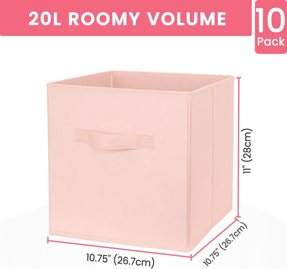 Criusia Large Storage Cubes, 13x13 Cube Storage Bins (Set of 10), Fabric Collapsible Storage Bins with Dual Handles, Foldable Cube Baskets for Shelf, Closet Organizers and Storage Box (Grey)