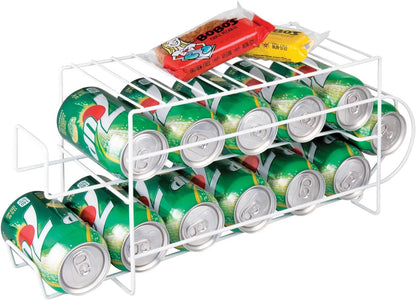 mDesign 2-Tier Metal Wire Standing Pop/Soda and Food Can Dispenser Storage Rack Organizer with Top Shelf for Kitchen Pantry, Countertop, Cabinet - Holds 12 Cans - Chrome
