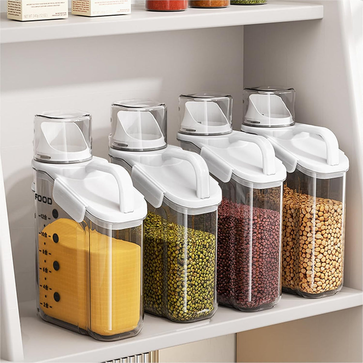 LANGMINGDE Cereal Containers Storage, 2.8L/95oz Airtight Large Dry Food Storage Containers with Pouring Spout Measuring Cup for Snacks Grain Rice,BPA Free Dispenser Plastic Bin