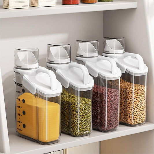 LANGMINGDE Cereal Containers Storage, 2.8L/95oz Airtight Large Dry Food Storage Containers with Pouring Spout Measuring Cup for Snacks Grain Rice,BPA Free Dispenser Plastic Bin