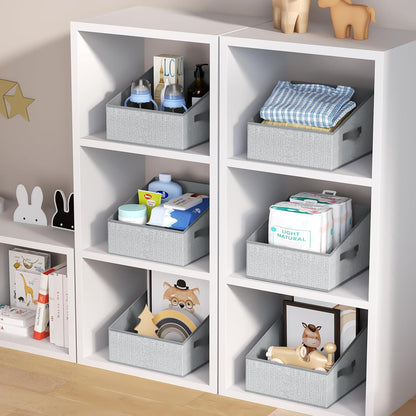 DIMJ Closet Storage Bins - Fabric Storage Baskets for Shelves, Collapsible Closet Organizers and Storage with Handles, Trapezoid Shelf Organization Storage Cubes for Purse, Toys, Books, Towel, Socks