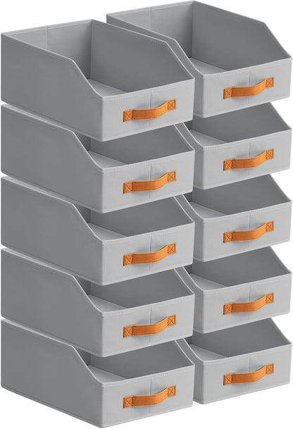 Homsorout Fabric Storage Bins for Organizing - Large Trapezoid Collapsible Storage Bins with Front Handle, Closet Organizers and Storage for Bedroom, Home Shelves, Small Spaces, Beige