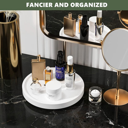 Lazy Susan Organizer, 10 Inch Non-Skid Bamboo Turntable Organizer for Salt Pepper Olive Oil and Spices Next to Stove, Wooden Lazy Susan for Table or Kitchen Countertop Organizer