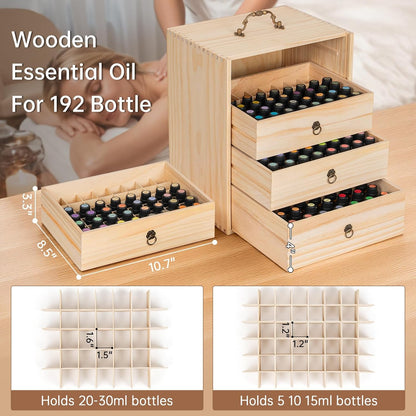 TORIBIO Essential Oil Storage Box for 60 Bottles, Wooden Essential Oils Holder Organizer Holds 5-30ml for Young Living & Doterra Bottles