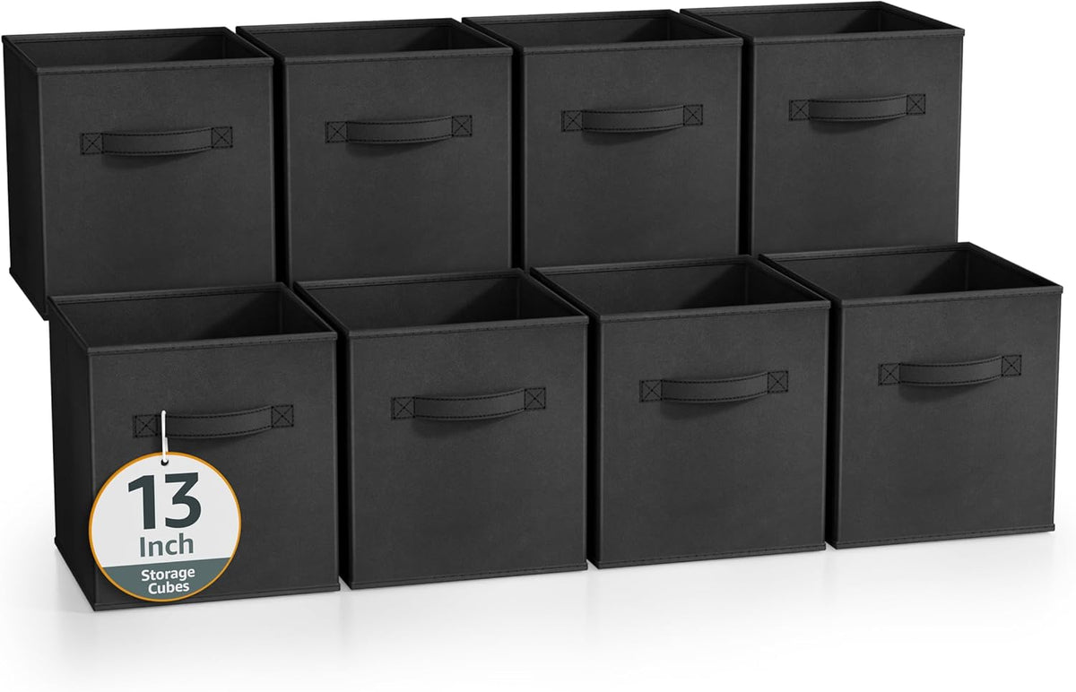 Sorbus Fabric Storage Cubes - 8 Foldable Storage Bins for Organizing Pantry, Cubbies, Toy Box - Clothes Storage & Closet Organizer - 11 Inch Collapsible Cube Baskets for Shelves with Handle