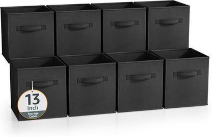 Sorbus Fabric Storage Cubes - 8 Foldable Storage Bins for Organizing Pantry, Cubbies, Toy Box - Clothes Storage & Closet Organizer - 11 Inch Collapsible Cube Baskets for Shelves with Handle