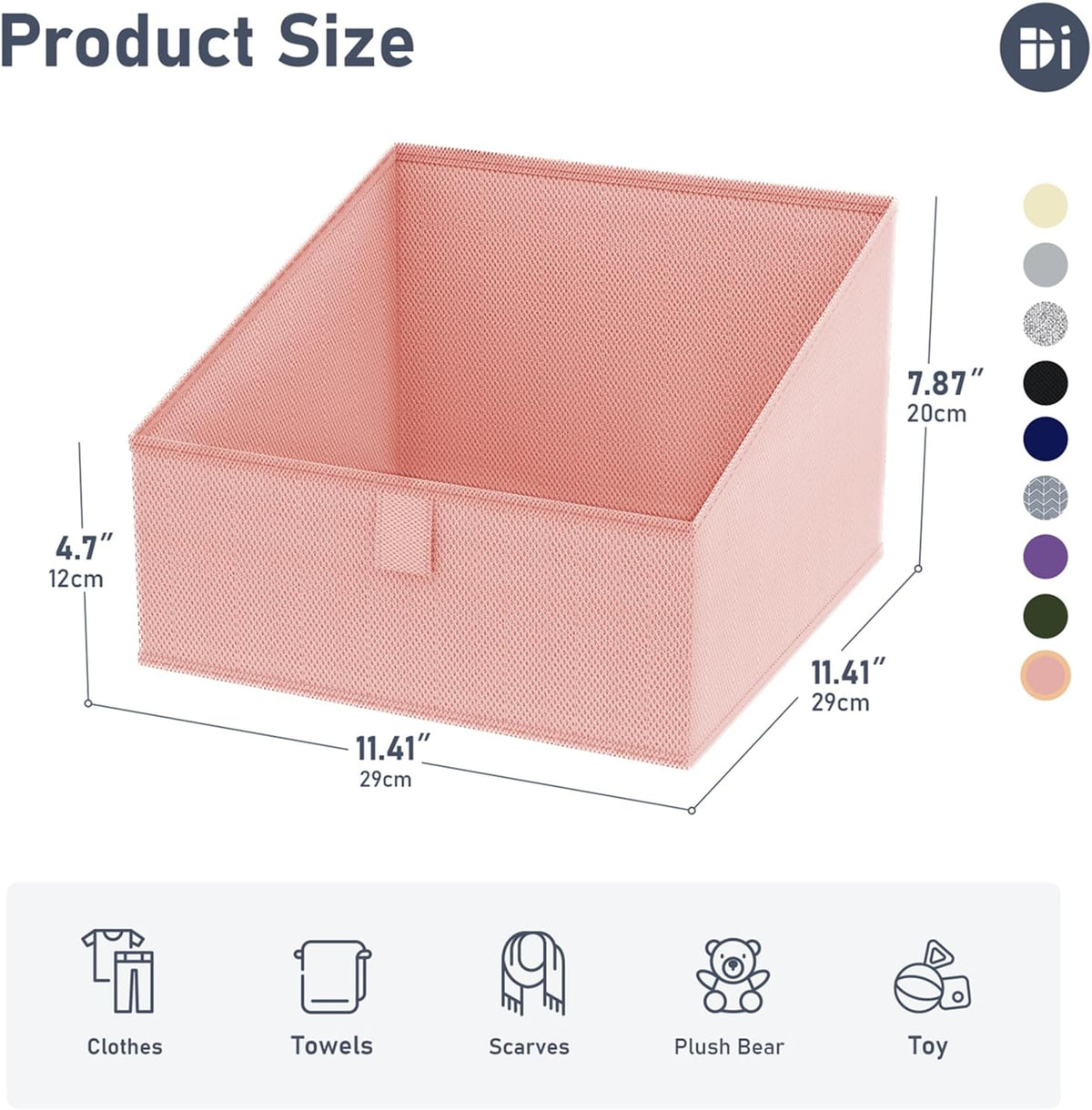 DIMJ Closet Storage Bins - Fabric Storage Baskets for Shelves, Collapsible Closet Organizers and Storage with Handles, Trapezoid Shelf Organization Storage Cubes for Purse, Toys, Books, Towel, Socks