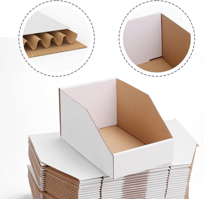 EXYGLO Cardboard Boxes, Pack of 35 Corrugated Storage Bins 12x6x4.5 inch Pantry Organizer Bins for Shelves Garage Office Organization