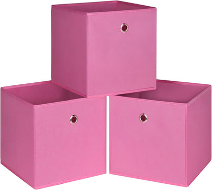 Black Foldable Storage Cubes Bins ,11 Inch Cloth Storage Cube Fabric Storage Box Cubes Organizer Baskets with Handles for Home Organizer Set of 3 (Black)