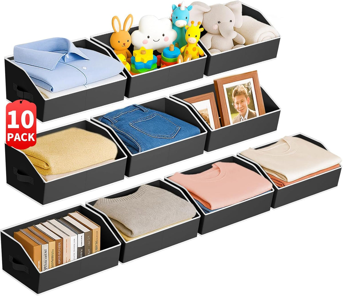 Homsorout Large Closet Organizers and Storage Bins - Trapezoid Storage Baskets for Shelves, Foldable Fabric Baskets with Handles Ideal for Closet, Basket, Wardrobe and Shelf Storage, Beige