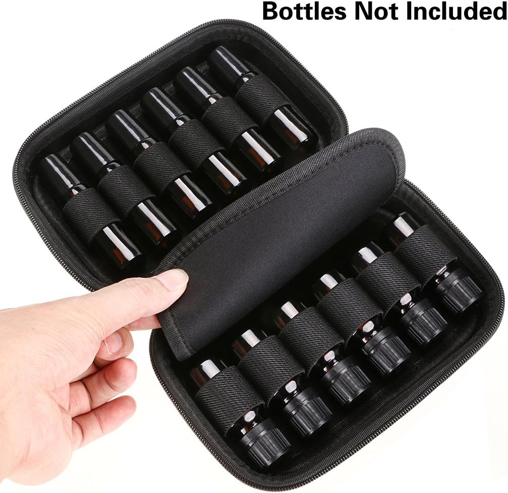 Hipiwe Hard Shell Essential Oil Carrying Case Holds 12 Bottles (Can hold 5ml, 10ml, &10ml Rollers) Travel Size Essential Oils Bag Organizer Perfect for Essential Oils Bottle (Purple)