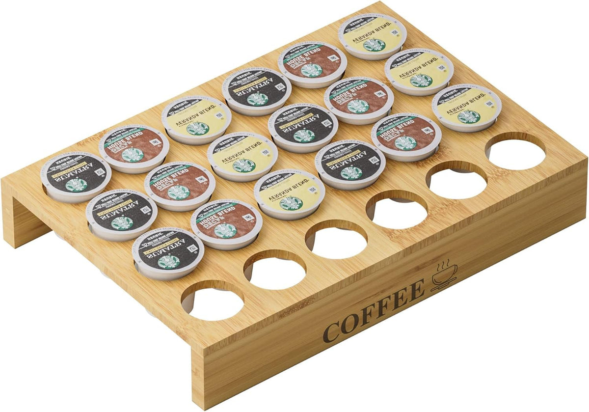 MinBoo BamBoo k cup holder Drawer or Countertop k cup Organizer Coffee Pod Holder Hold 35 Coffee Pod Storage Kcup coffee pods holder for coffee station Office and Kitchen k cup storage