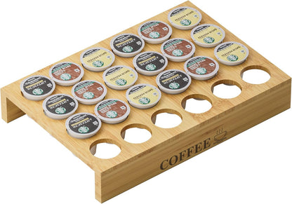 MinBoo BamBoo k cup holder Drawer or Countertop k cup Organizer Coffee Pod Holder Hold 35 Coffee Pod Storage Kcup coffee pods holder for coffee station Office and Kitchen k cup storage