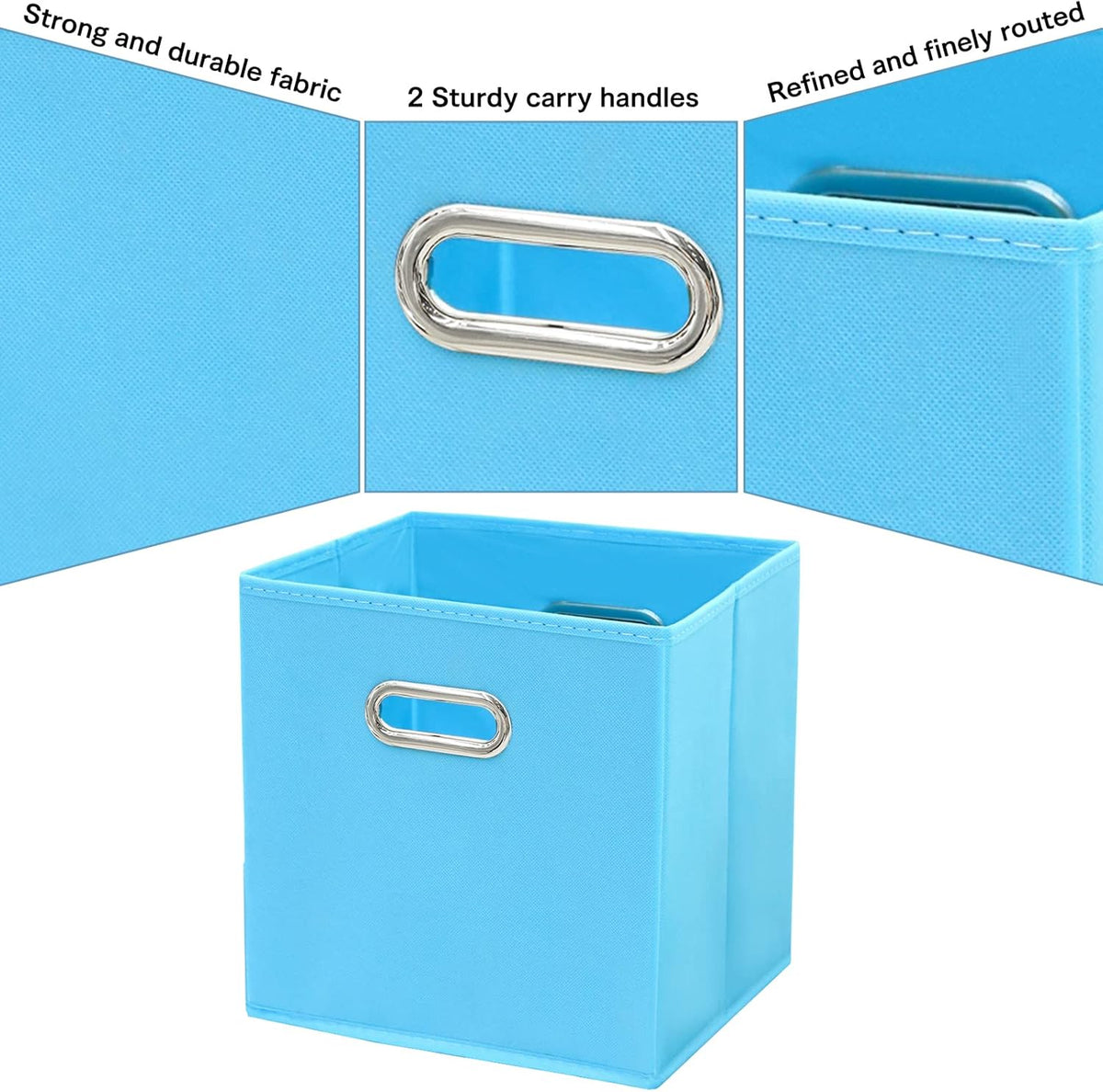Black Fabric Cubby Storage Bins，13x13x13 Inches ，Cube Organizer Bin Foldable Storage Boxes with Dual Handles Fabric Organizer Box and collapsible Storage basket，Set of 3 ，Black
