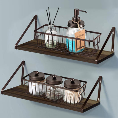 SheeChung Farmhouse Metal Wire Bin Basket with Wall Mount - Small, - Portable Hanging Wall Basket, Rustic Home Storage Organizer for Cabinets, Pantry, Closets, Bathroom, Kitchen,Bedroom(Black)