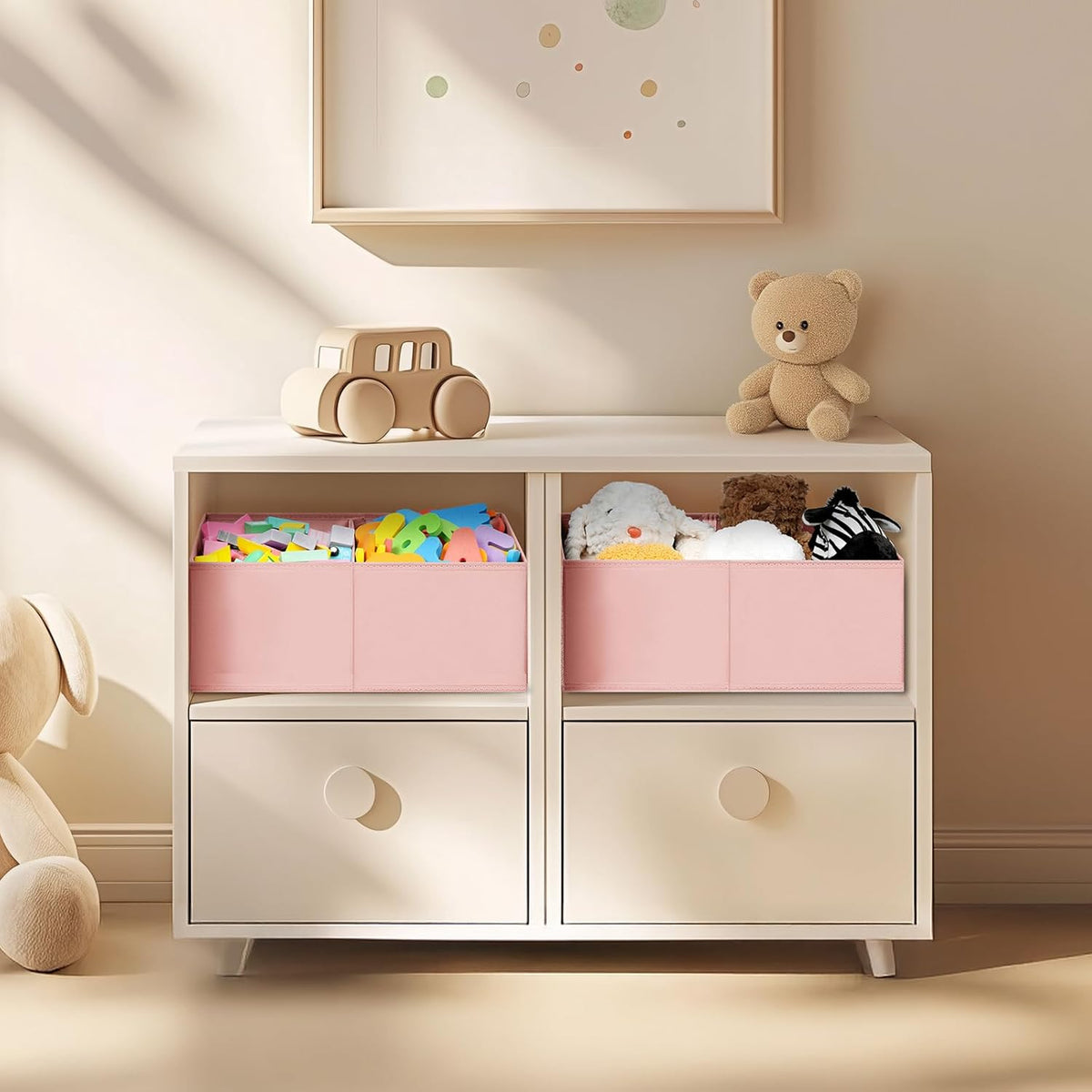 DIMJ Closet Storage Bins - Fabric Storage Baskets for Shelves, Collapsible Closet Organizers and Storage with Handles, Trapezoid Shelf Organization Storage Cubes for Purse, Toys, Books, Towel, Socks