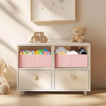 DIMJ Closet Storage Bins - Fabric Storage Baskets for Shelves, Collapsible Closet Organizers and Storage with Handles, Trapezoid Shelf Organization Storage Cubes for Purse, Toys, Books, Towel, Socks