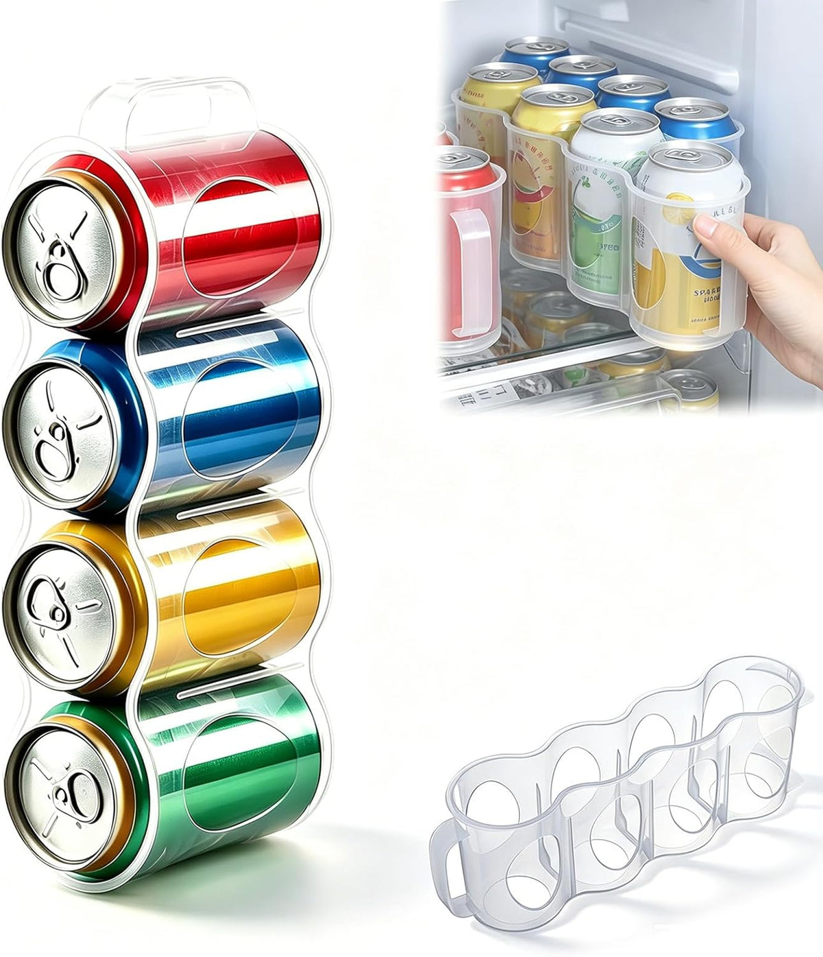 Can Holder for Cooler, Portable Soda Can Organizer for Cooler with Handle, Space-Saving Rotating Beverage Rack for Fridge, Pantry and Counters, Easy-Access Soda and Beer Cans Organizer