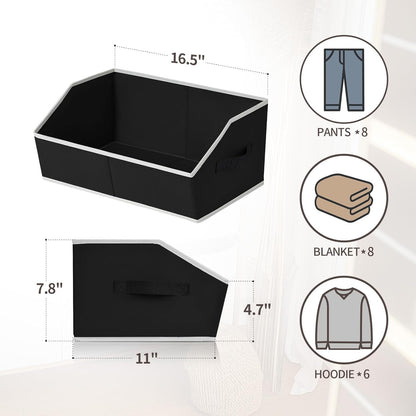 Homsorout Closet Organizers Bins 6 Packs - Large Closet Shelf Organizer with Handles, Fabric Trapezoid Storage Bins, Collapsible Storage Cubes for Clothes, Towels, Light Gray