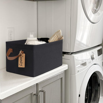 CHICVITA Large Storage Baskets for Shelves, Fabric Storage Bins with Metal Frame, Closet Organizers and Storage Boxes for Clothes Toy, Beige