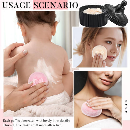 Tioncy 3 Pcs Large Body Powder Puff and Container Valentine's Day gift Powder Container with Puff Crystal Case Soft Washable Reusable Velour Face Body Glitter Wet Dry Makeup (Classic,Clear)
