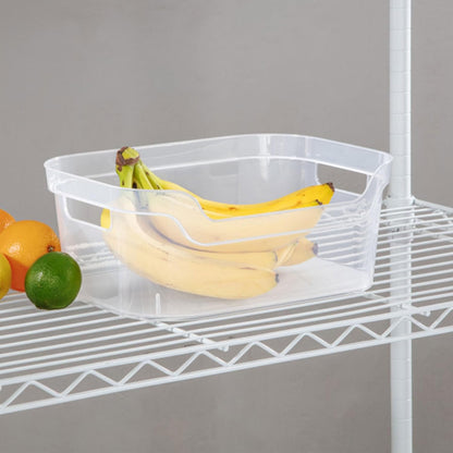 Sterilite 7 x 11 x 14.25 Inch Polished Open Scoop Front Storage Bin with Comfortable Carry Through Handles for Household Organization, Clear