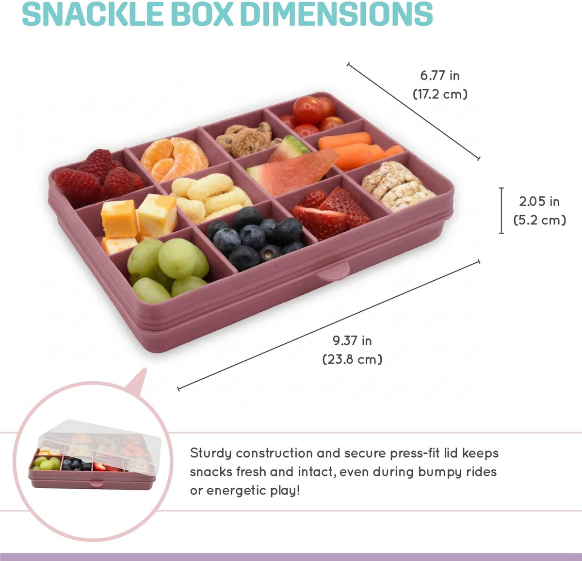 melii Snackle Box |12-Compartment Snack Container with Removable Dividers, BPA-Free Food Storage for Travel, School & On-the-Go Snacks, Kids & Family Organizer (Grey)