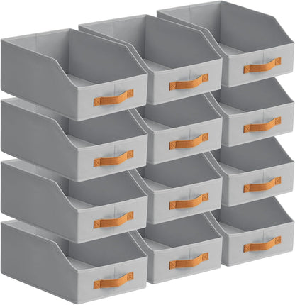 Homsorout Fabric Storage Bins for Organizing - Large Trapezoid Collapsible Storage Bins with Front Handle, Closet Organizers and Storage for Bedroom, Home Shelves, Small Spaces, Beige