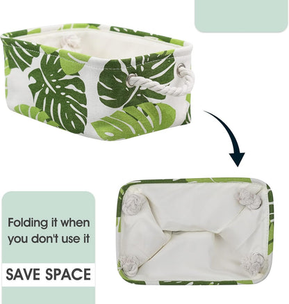 Fabric Storage Bins 12x8x5 inch [6-Pack] with Rope Handles - Decorative Baskets for Organizing