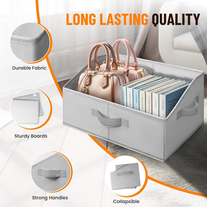 Criusia Closet Organizers Bins - Large Collapsible Shelf Organizer with Handles - Fabric Trapezoid Home Organization and Storage Baskets for Organizing Clothes Toy Blanket Towel Purse Hats