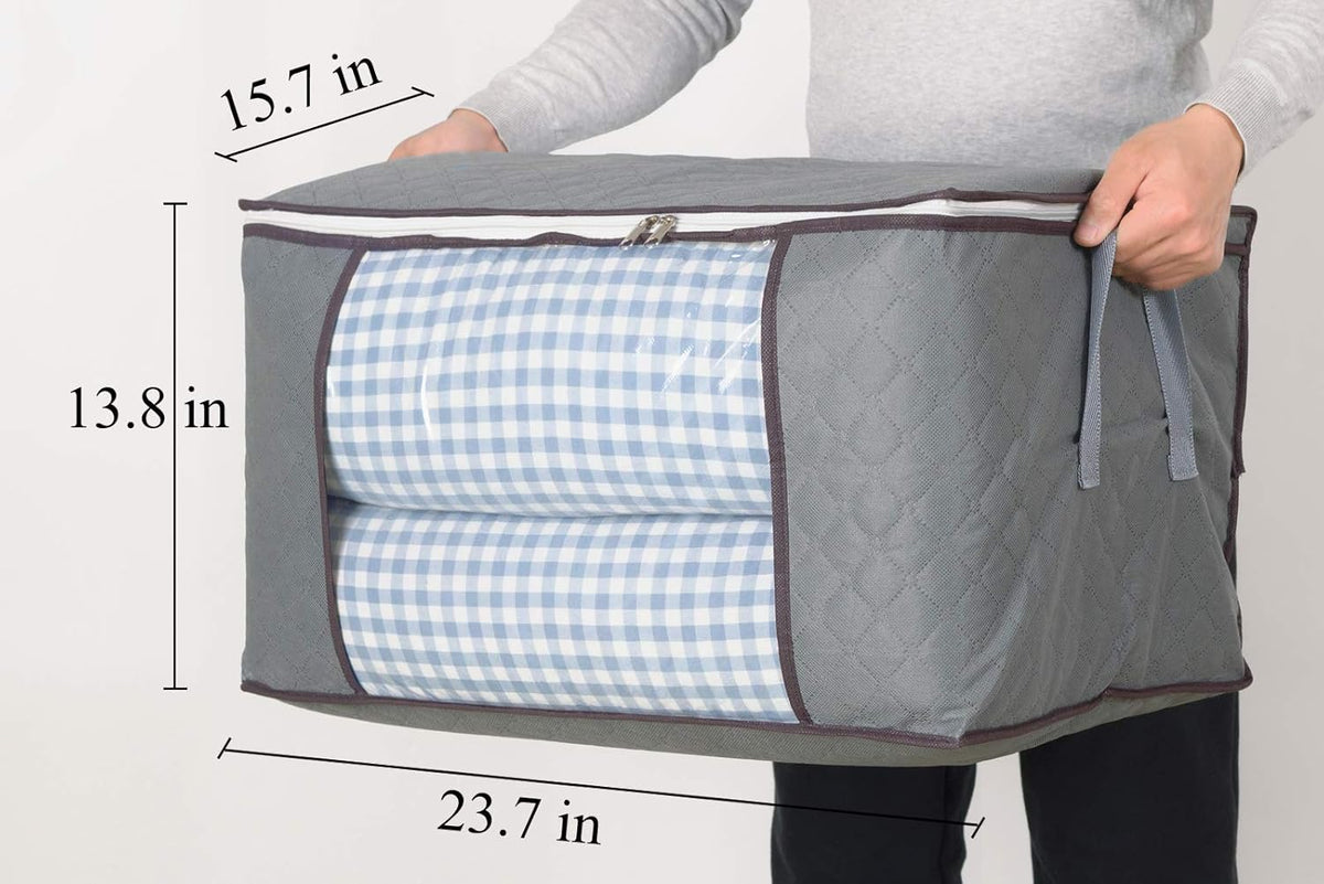 combocube Zippered Storage Bag for Closet King Comforter, pillow, quilt, bedding, Clothes, Blanket Organizers with Large Clear Window & Carry Handles Space Saver