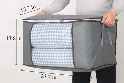 combocube Zippered Storage Bag for Closet King Comforter, pillow, quilt, bedding, Clothes, Blanket Organizers with Large Clear Window & Carry Handles Space Saver