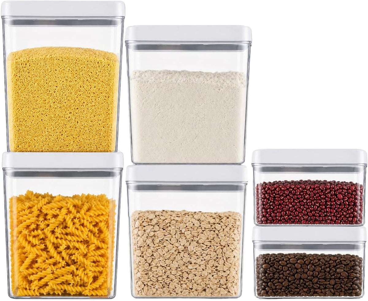 UFORU Food Storage Containers with Twist-lock Lids,2.6Qt 2Pcs Airtight Food Storage Containers, BPA-Free Stackable Kitchen Pantry Organizers and Storage, Rotary Opening Flour and Sugar Container Sets