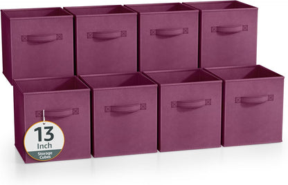 Sorbus Fabric Storage Cubes - 8 Foldable Storage Bins for Organizing Pantry, Cubbies, Toy Box - Clothes Storage & Closet Organizer - 11 Inch Collapsible Cube Baskets for Shelves with Handle