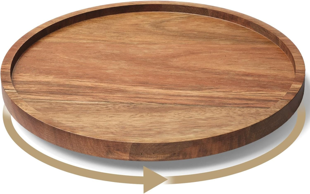 VERTORGAN Lazy Susan Organizer for Kitchen,Acacia Wood Turntable for Cabinet, Pantry, Table, Countertop, Vanity, Spice Rack（Small）