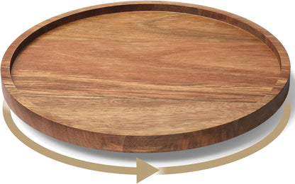 VERTORGAN Lazy Susan Organizer for Kitchen,Acacia Wood Turntable for Cabinet, Pantry, Table, Countertop, Vanity, Spice Rack（Small）