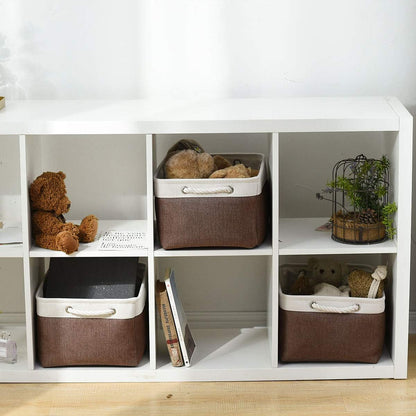 Fabric Storage Bins 12x8x5 inch [6-Pack] with Rope Handles - Decorative Baskets for Organizing
