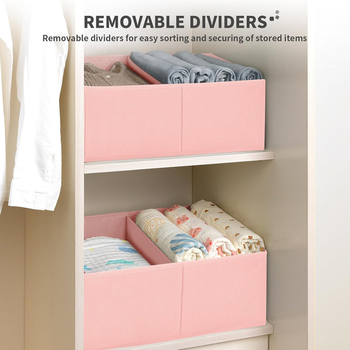 DIMJ Closet Storage Bins - Fabric Storage Baskets for Shelves, Collapsible Closet Organizers and Storage with Handles, Trapezoid Shelf Organization Storage Cubes for Purse, Toys, Books, Towel, Socks