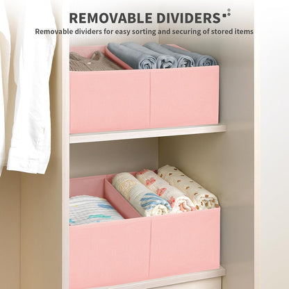 DIMJ Closet Storage Bins - Fabric Storage Baskets for Shelves, Collapsible Closet Organizers and Storage with Handles, Trapezoid Shelf Organization Storage Cubes for Purse, Toys, Books, Towel, Socks