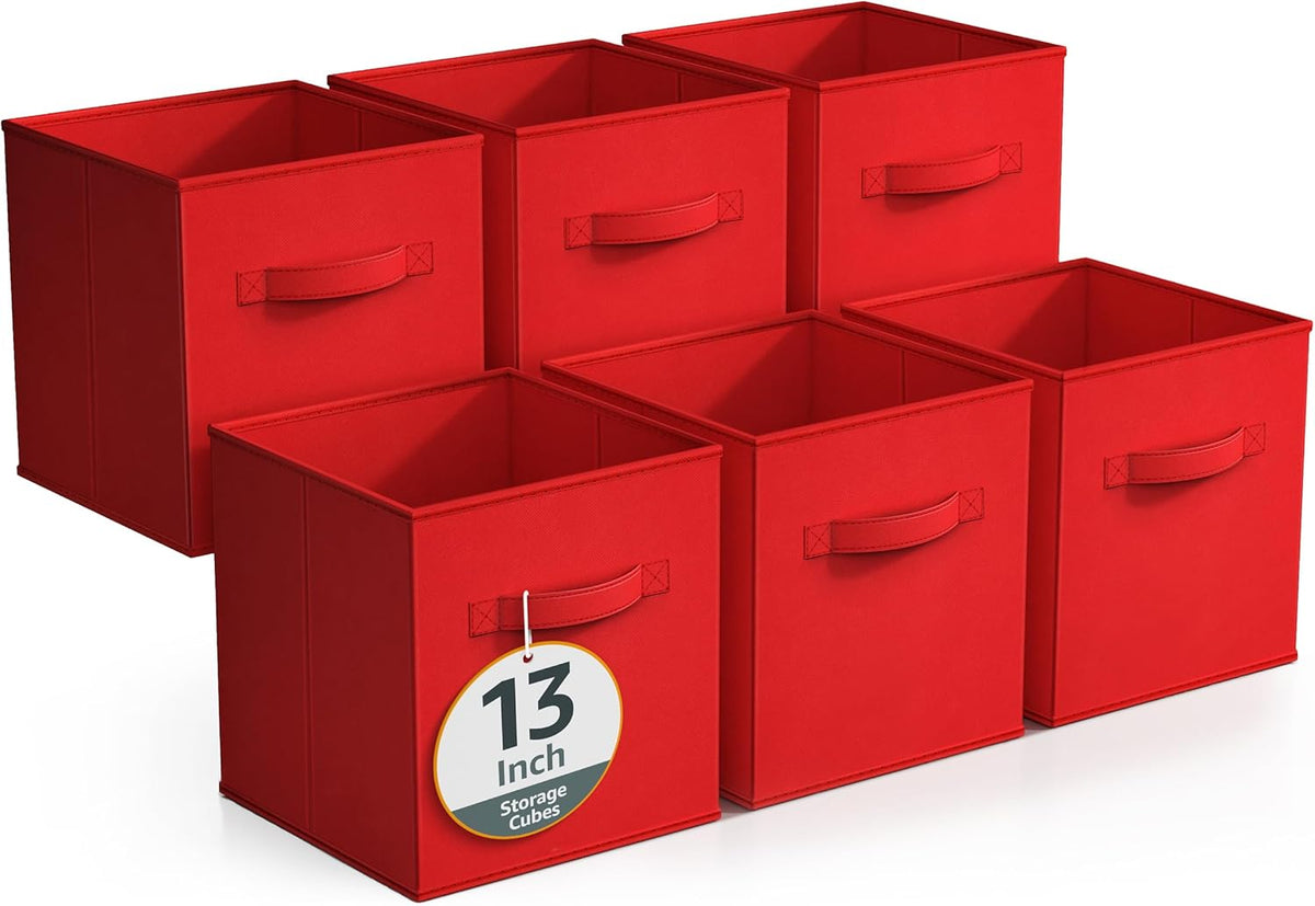 Sorbus Foldable Storage Cubes - 6 Fabric Baskets for Organizing Pantry, Closet, Shelf, Nursery, Playroom, Toy Box, Cubby -11 Inch Dual Handle Collapsible Closet Organizers and Storage Bins (Navy Blue)