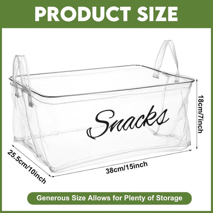 Newtay 17 Pcs Snack Basket Sets, Snack Storage Bin for Pantry Shelves with 16 Pcs 2 Inch Chip Clips, Basket Organizer for Kitchen Home, Chips, Popcorn, Candy, Pretzels(Burlap,Khaki)