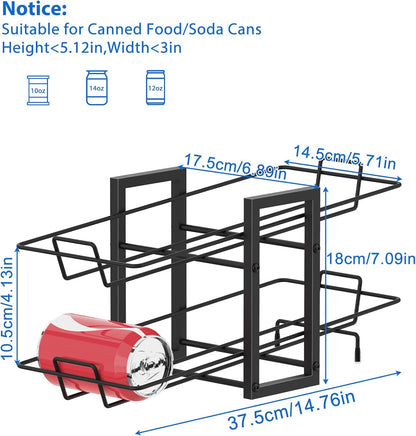MOOACE 4 Pack Can Rack Organizer, 2 Tier Kitchen Canned Food Storage Dispenser Holds up to 40, Can Organizer for Cabinet Pantry Refrigerator Countertop, Black