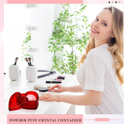 Tioncy 3 Pcs Large Body Powder Puff and Container Valentine's Day gift Powder Container with Puff Crystal Case Soft Washable Reusable Velour Face Body Glitter Wet Dry Makeup (Classic,Clear)