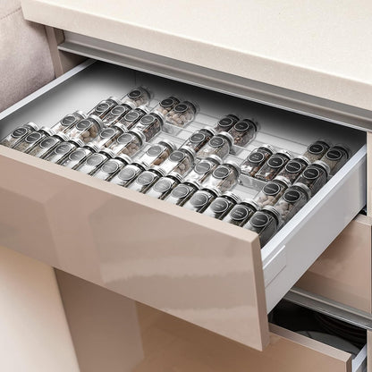 Mulush Bamboo Spice Rack Tray - Spice Drawer Organizer for Kitchen Cabinets Storage and Organization (Jars Not Included, 8 Individual Pieces, Not Adjustable)