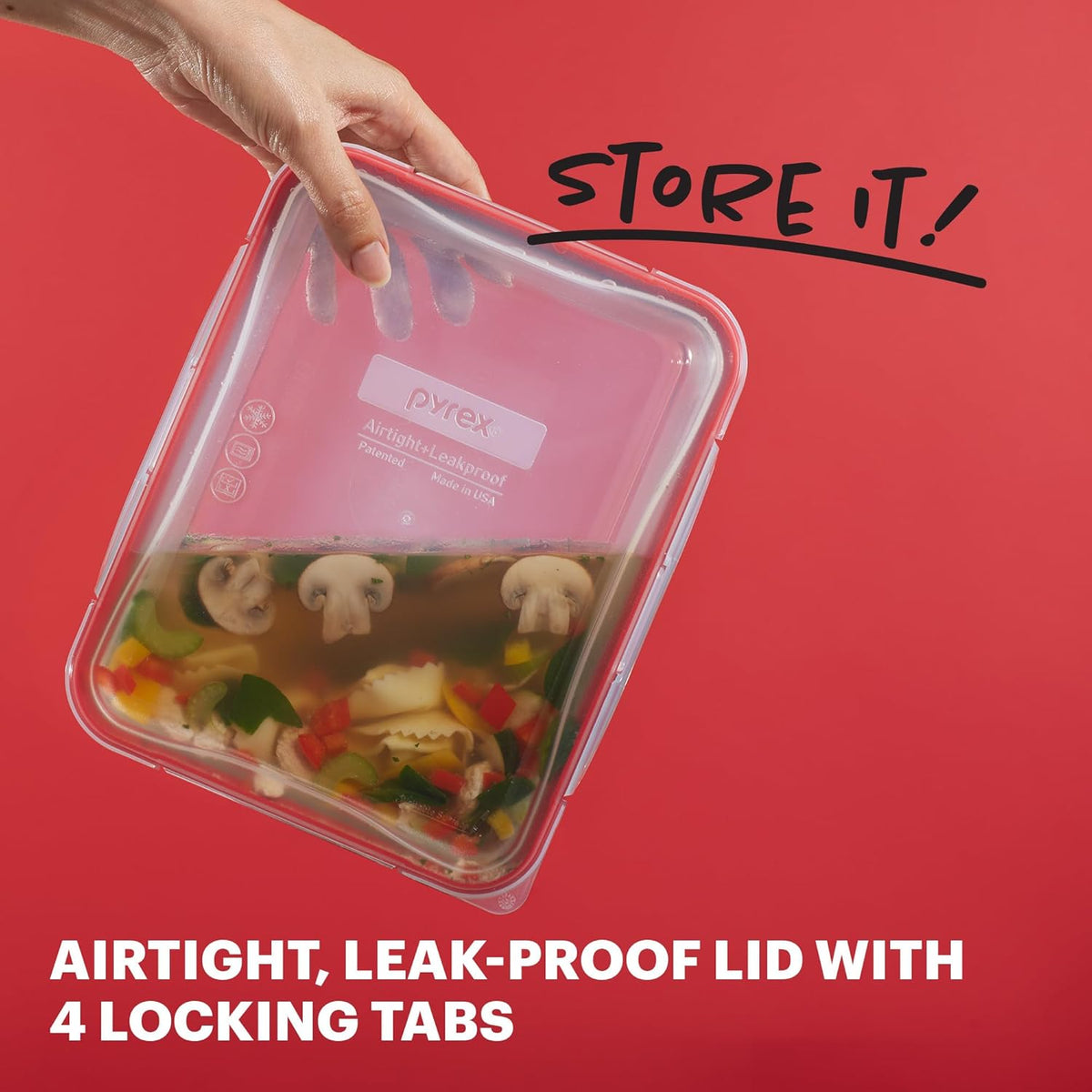 Pyrex Freshlock (4 Cup) Glass Food Storage Containers Set, Airtight & Leakproof Plastic Locking Lids BPA-Free, Meal Prep Containers Set, Freezer Dishwasher Microwave Safe