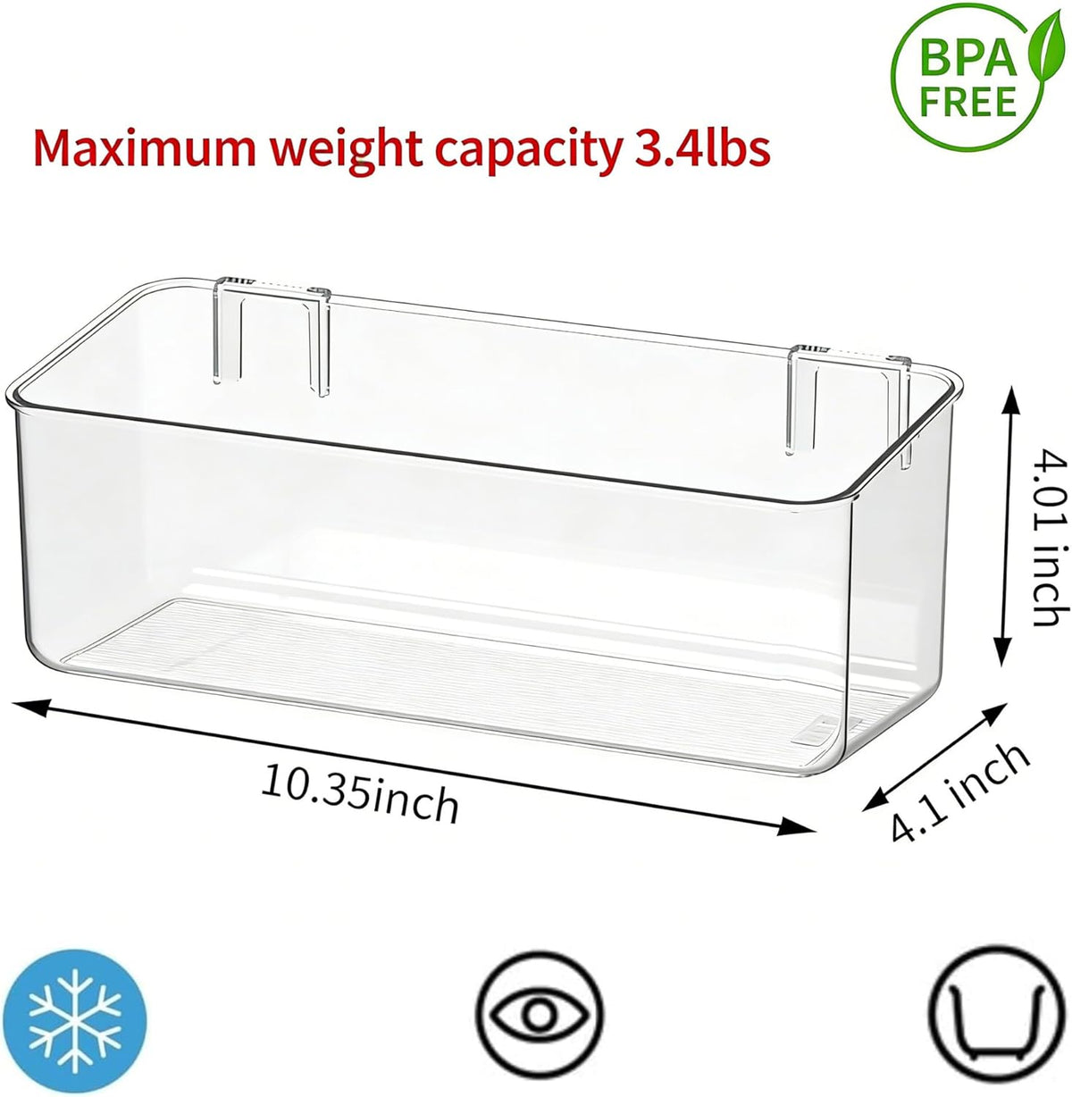 vacane Plastic Adhesive Mount Over Cabinet Door Organizer, Wall Organization Container Makeup Organizer Hanging Basket Bins for Kitchen, Pantry, Craft Room, Office, Space Saving Holder