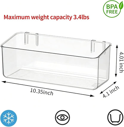 vacane Plastic Adhesive Mount Over Cabinet Door Organizer, Wall Organization Container Makeup Organizer Hanging Basket Bins for Kitchen, Pantry, Craft Room, Office, Space Saving Holder