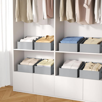 DIMJ Closet Storage Bins - Fabric Storage Baskets for Shelves, Collapsible Closet Organizers and Storage with Handles, Trapezoid Shelf Organization Storage Cubes for Purse, Toys, Books, Towel, Socks